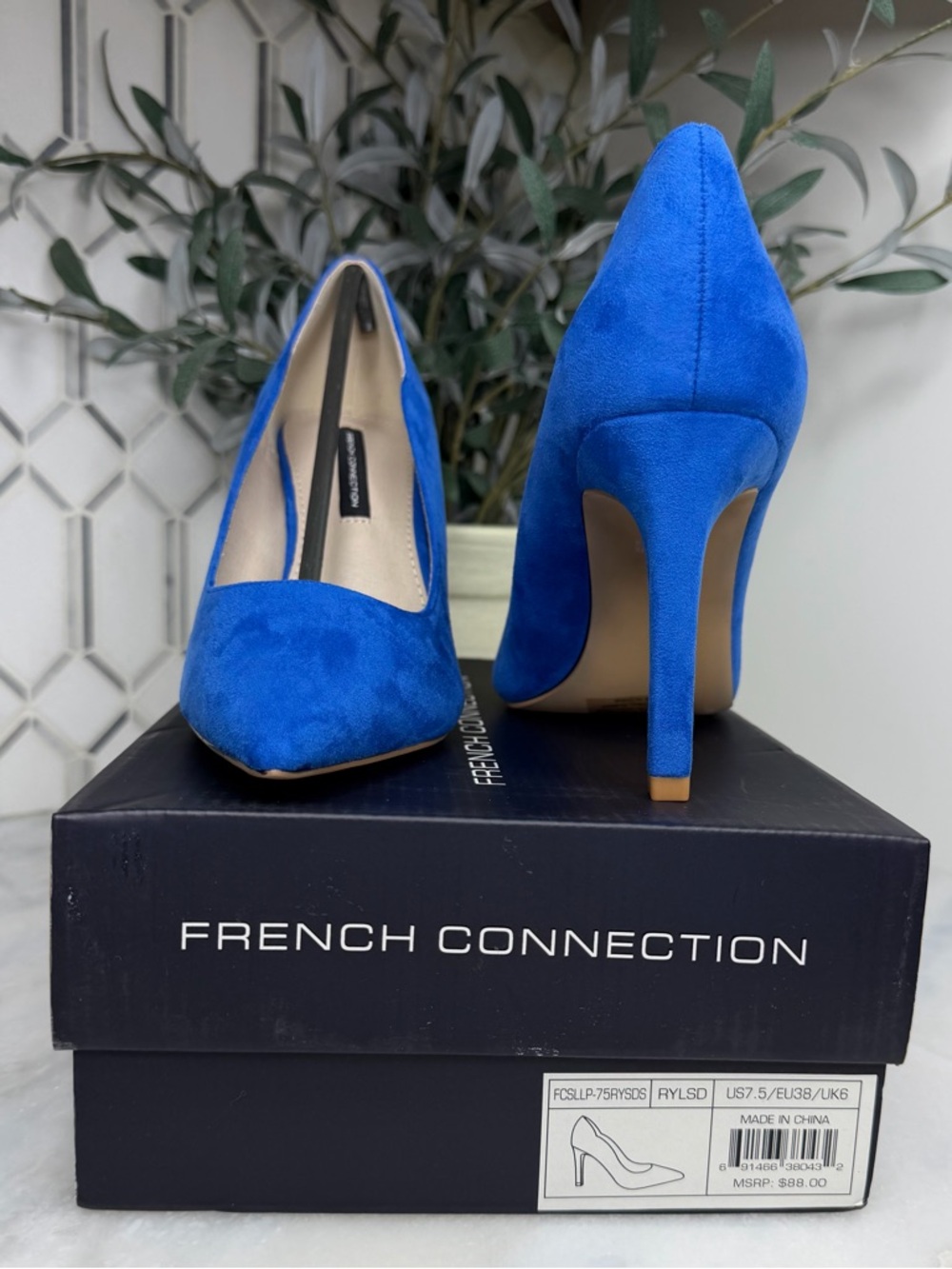 French Connection Blue Scalloped Pumps Wedding Guest Heels 7.5 - Picture 11 of 14